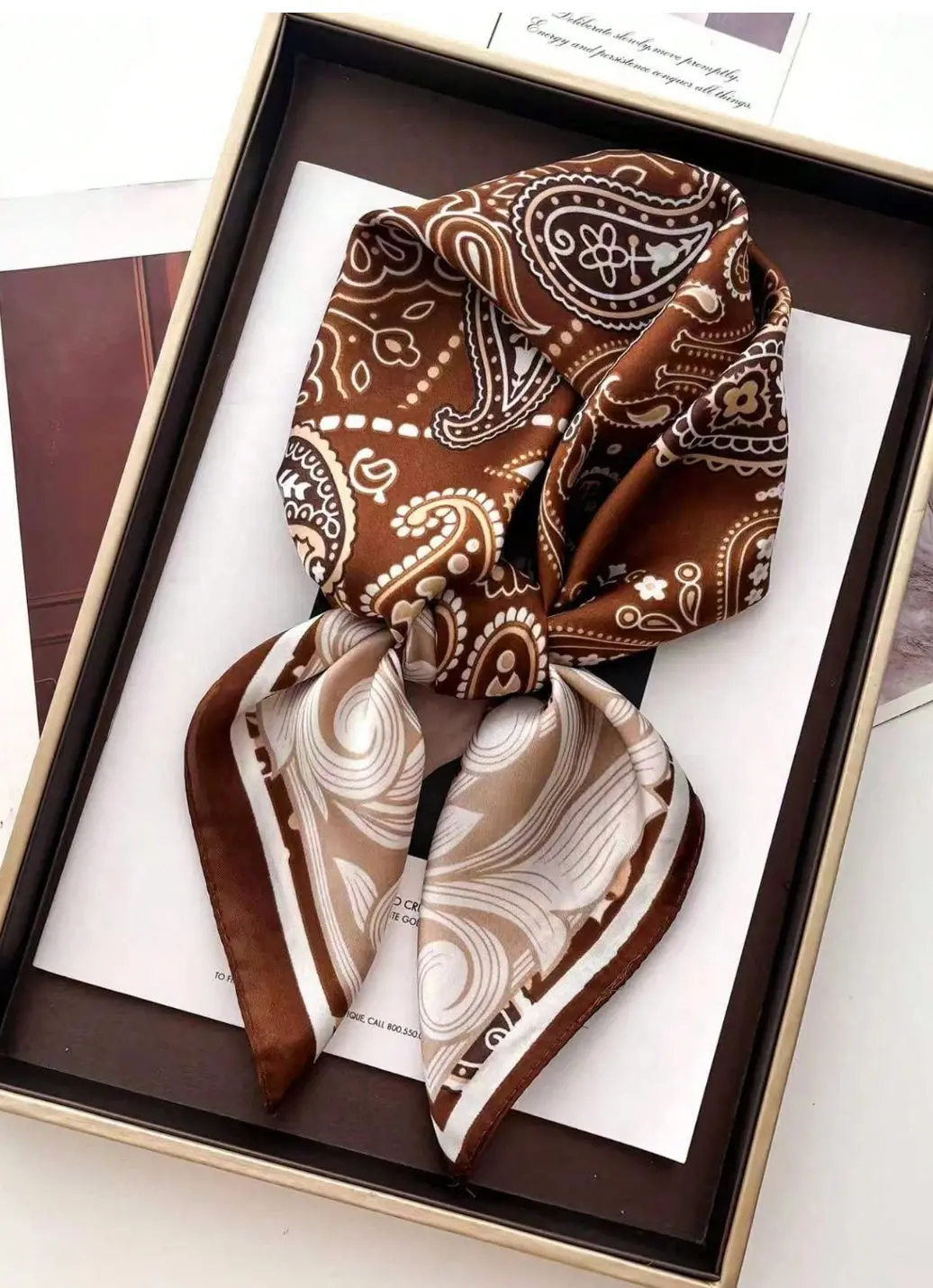 Western Pattern Brown Scarf/Bandana 1