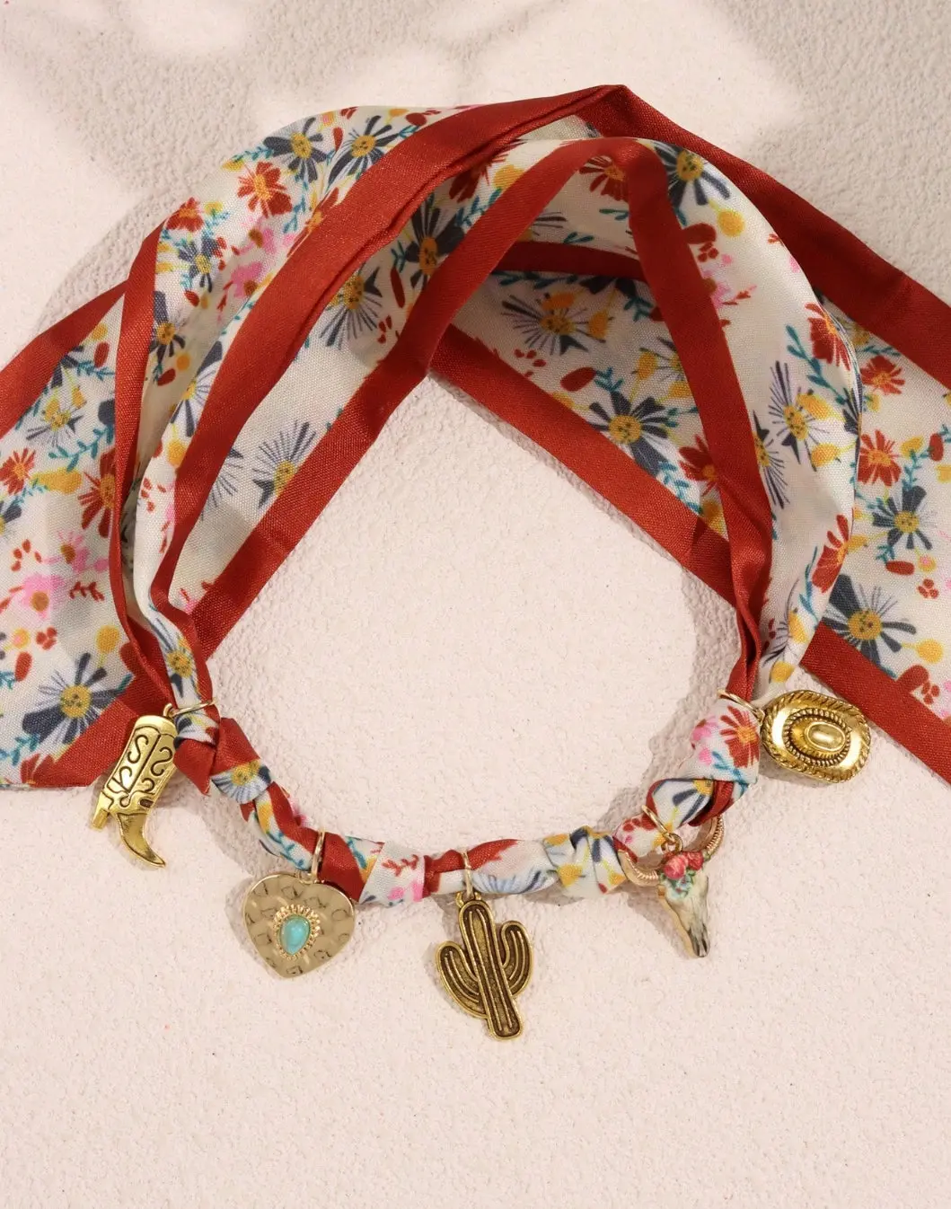 White/Red Bandana Charm Necklace 1