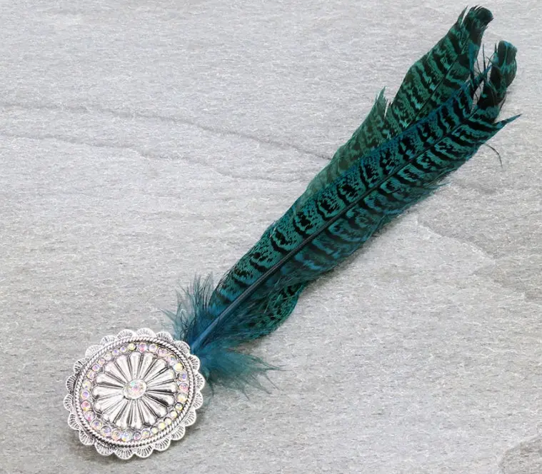 10″ Feather & Concho Hat Pin 1