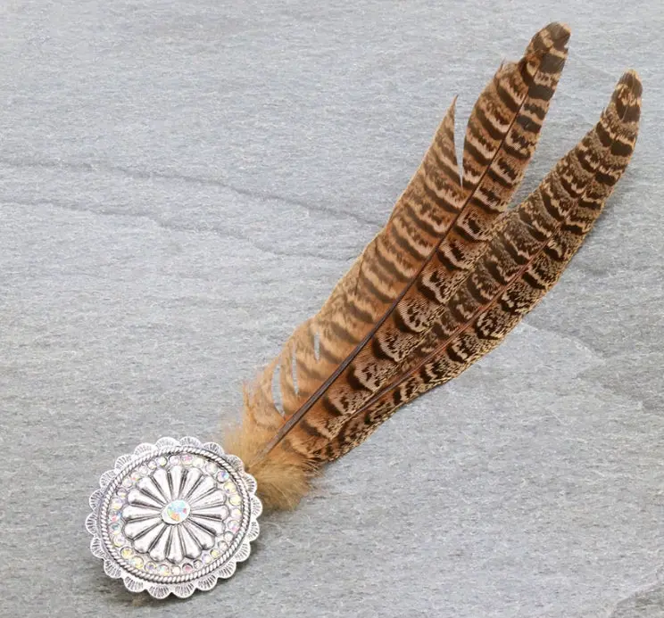 10″ Feather & Concho Hat Pin 1