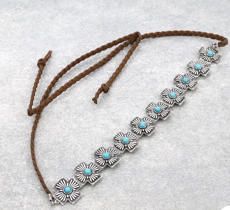 Western Cross Concho Stone Hat Band 1