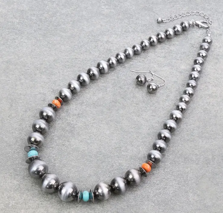 Navajo Style Pearl Necklace Set 1