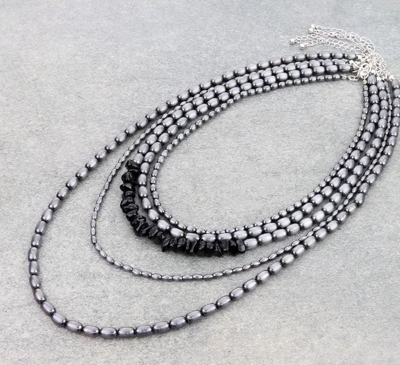 Multi Layered Western Bead Necklace – Rice Bead 1