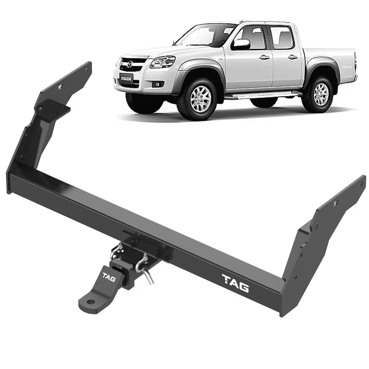 Tag Heavy Duty Towbar & Direct Fit Wiring For Mazda Bt-50 2Wd With Chrome Bumper Step (11/2006 - 08/2011) 1