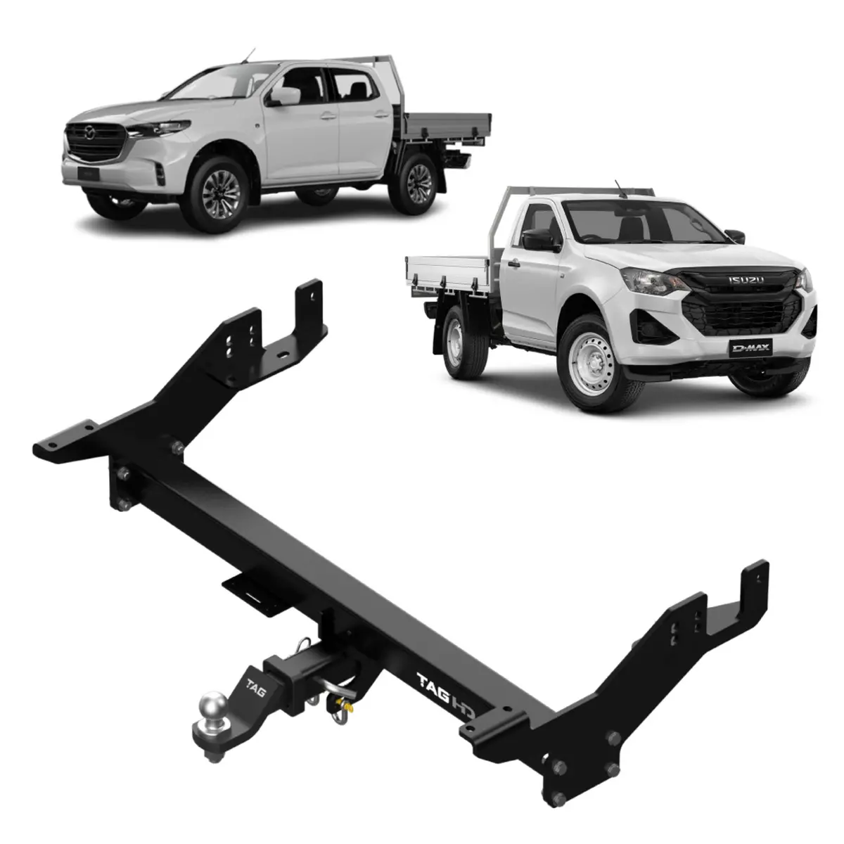 Tag Towbar & Direct Fit Wiring For Isuzu D-Max And Mazda Bt-50 Models With Extended Tray Or Canopy (07/2020 - On) 1