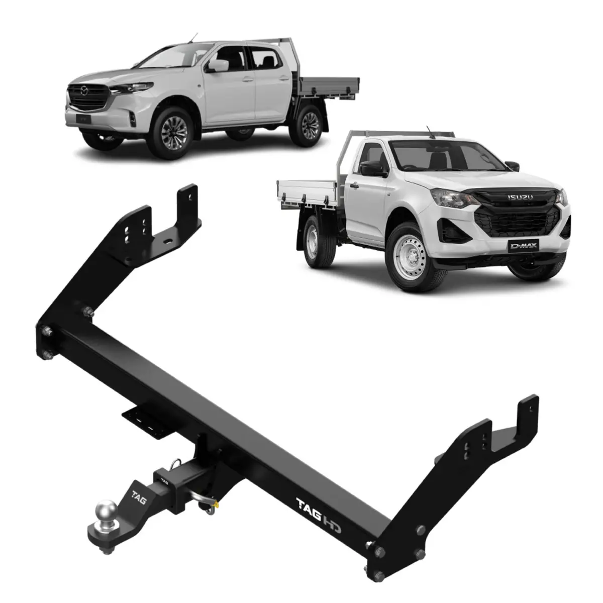 Tag Heavy Duty Extended Towbar For Mazda Bt-50 (07/2020 - On), Isuzu D-Max (06/2020 - On) - Without Bumper Step 1