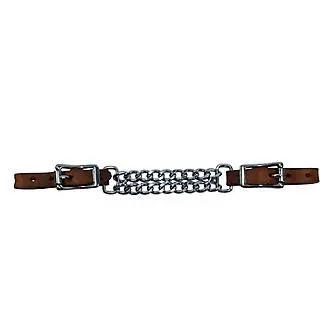 Tough1 Nylon Curb Strap With Double Chain-Brown 1