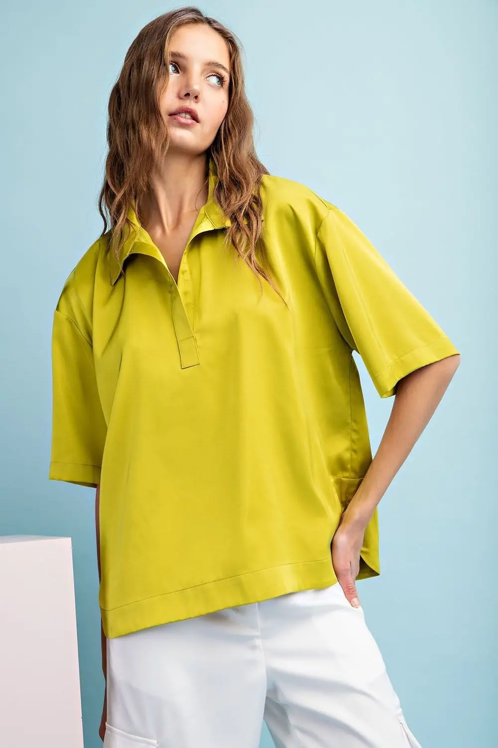 Satin Short Sleeve Top 2