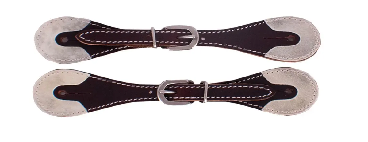 Showman Men's Argentina Cow Leather Spur Straps With Rawhide Ends - Dark Brown 1