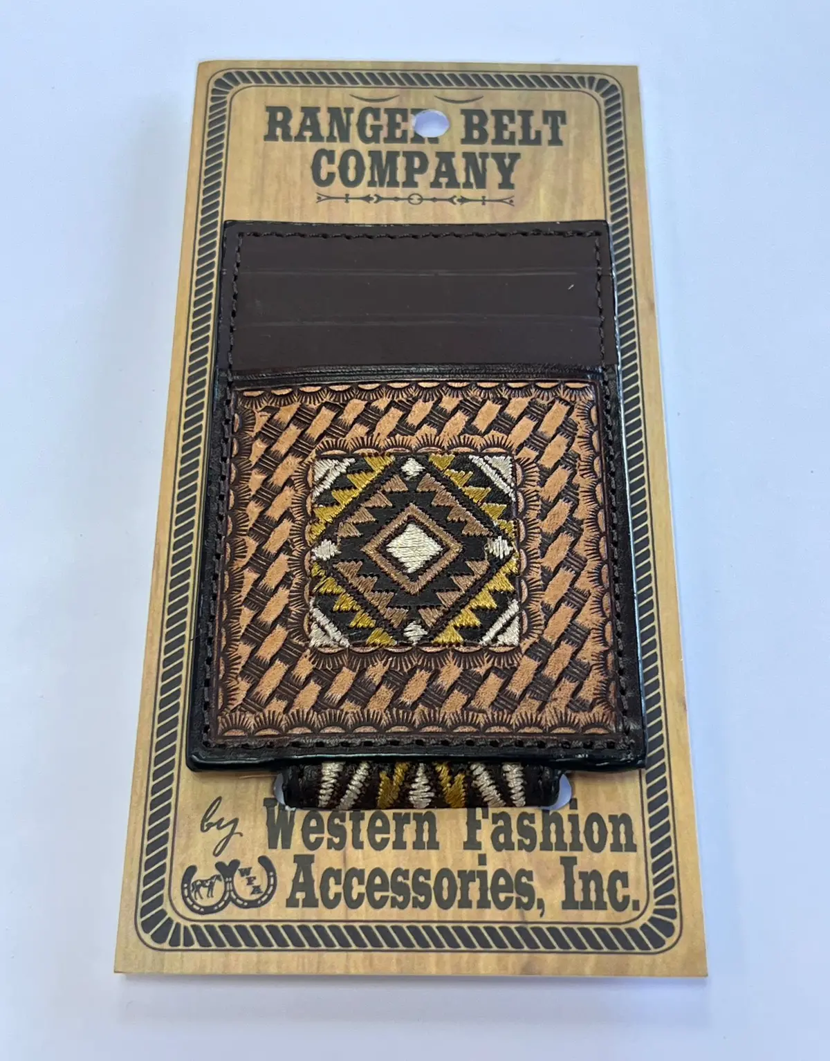 Money Clip- Gold Aztec Embroidery. 1