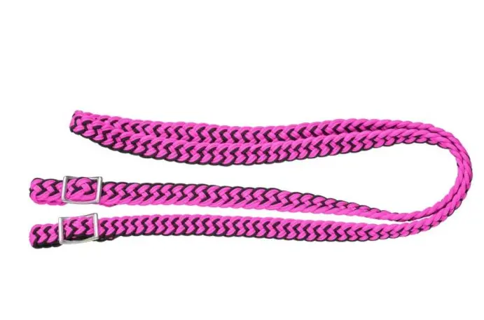 Poly Contest Rein 3/4X8" - Black/Pink 1