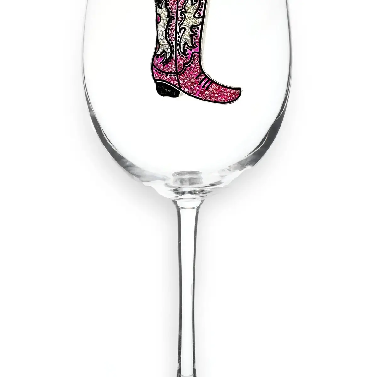 Pink Cowgirl Boot Stemmed Wine Glass 1