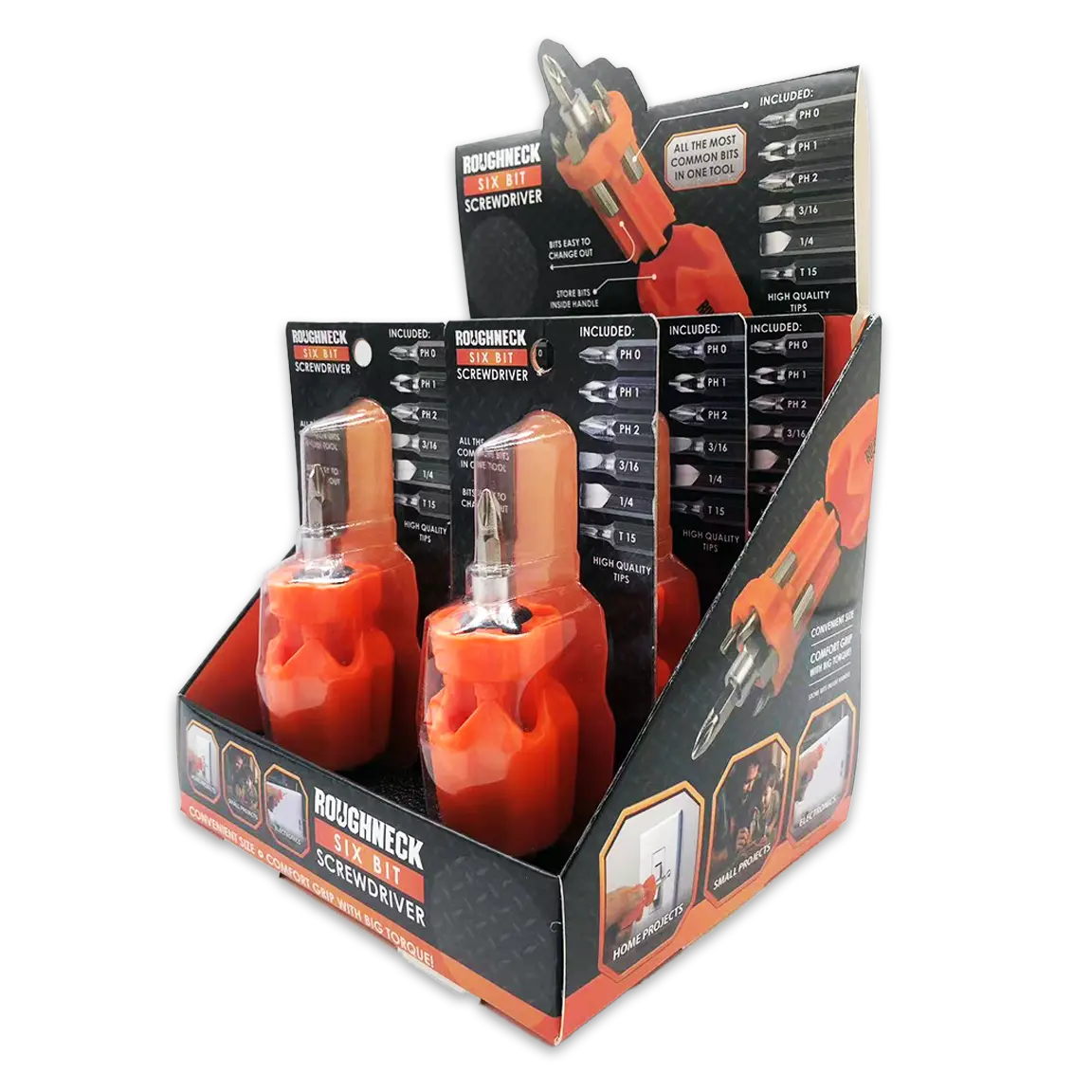 Screwdriver Short Handle With 6 Bits - 6 Piece Display 1