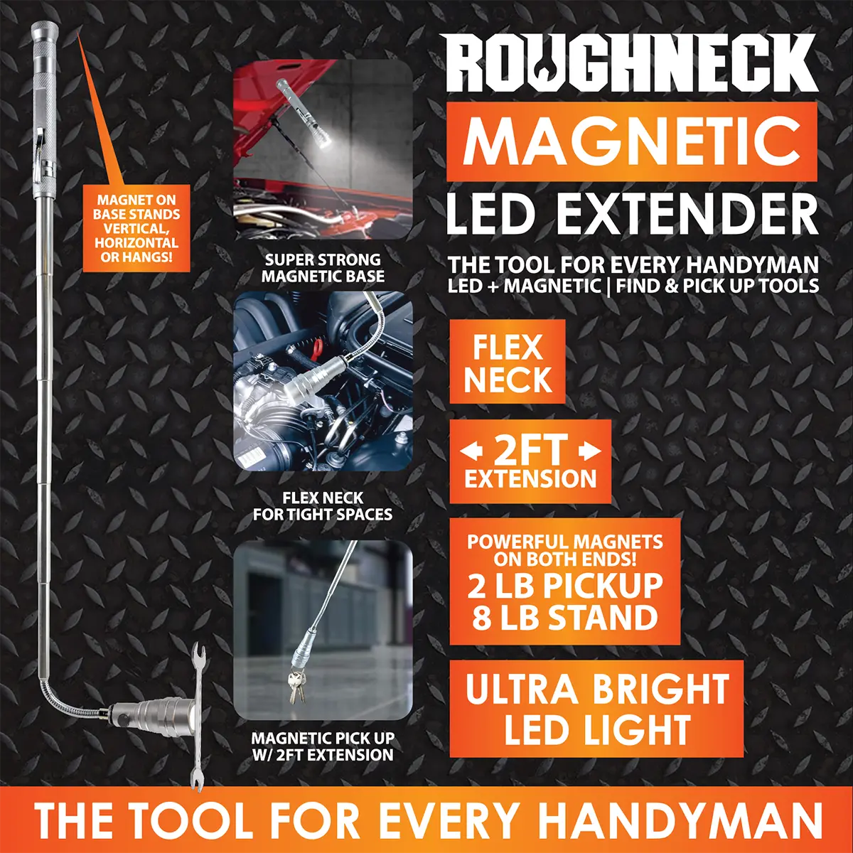 Magnetic Led Flashlight Extender Multi Tool - 4 Per Display 1