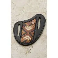 Knife Scab - Hooey - Black With Brown And Ivory Aztec Pancake Knife Sheath 1