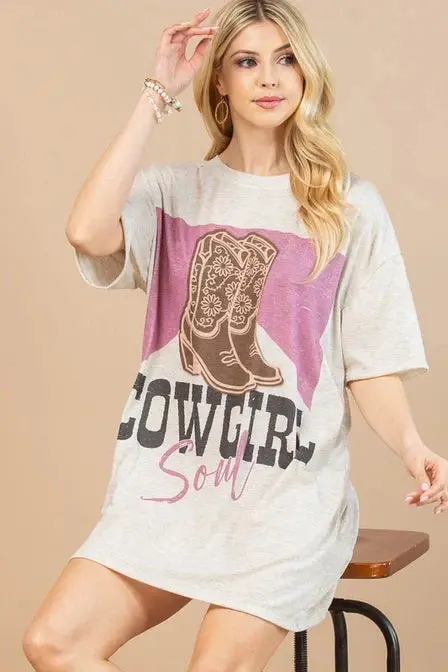 Western Cowgirl Soul Graphic T-Shirt Dress 3