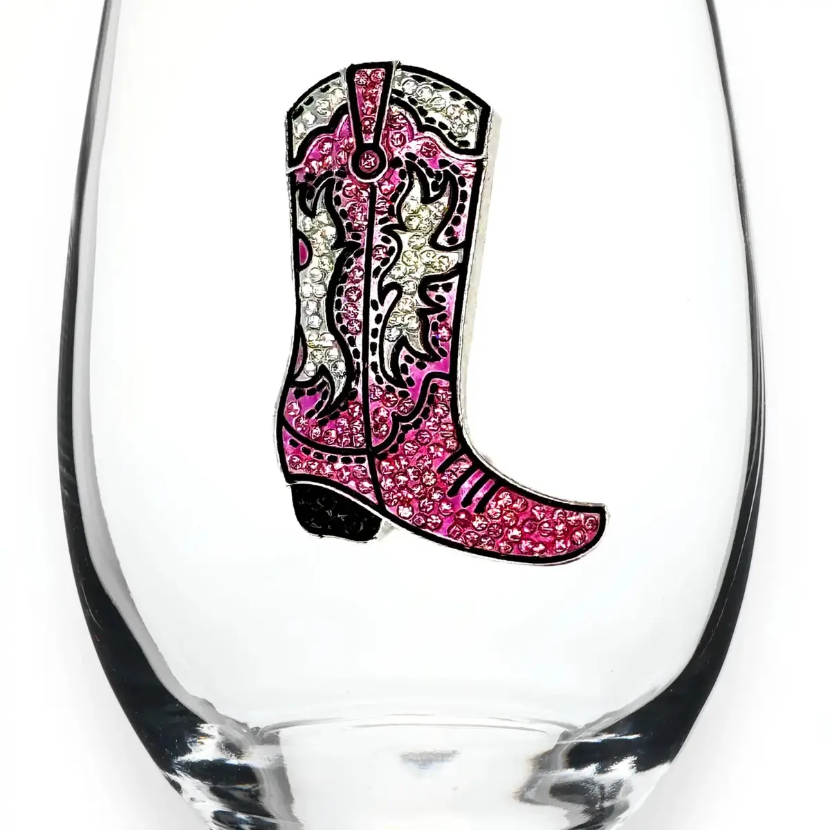 Pink Cowgirl Boot Stemless Wine Glass 1