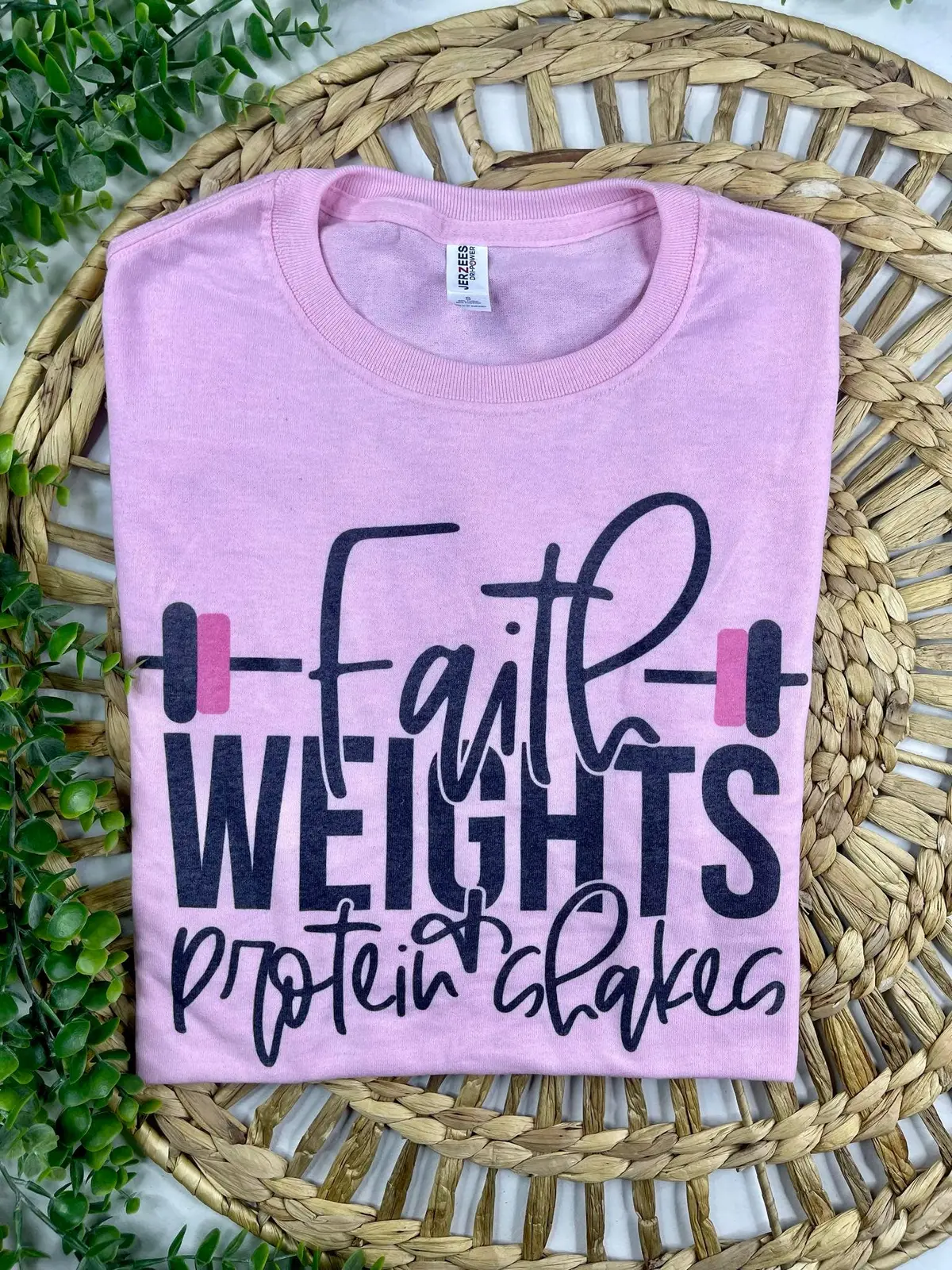 Faith Weights And Protein Shakes (T-Shirt) Grey 1