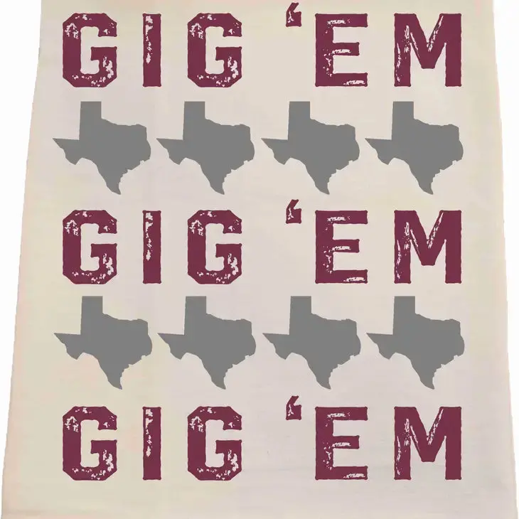 Texas A&M Gig 'Em Tea Towel 1