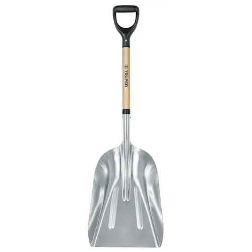 Tru Tough Wood Handle Aluminum Scoop, Wood Handle, Poly D-Handle, 14 Gauge - 28" 1