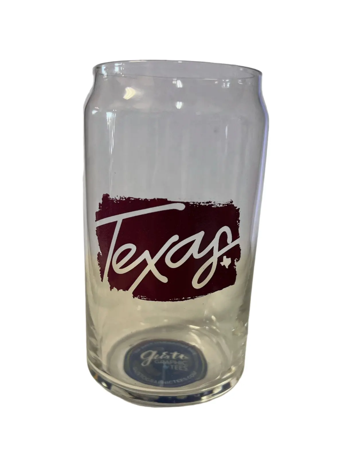 Texas Maroon Ink 16 Oz. Can Glass 1