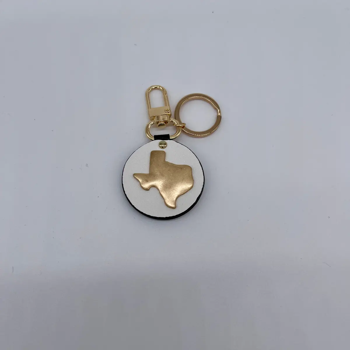 Texas Round Leather Keychain 1