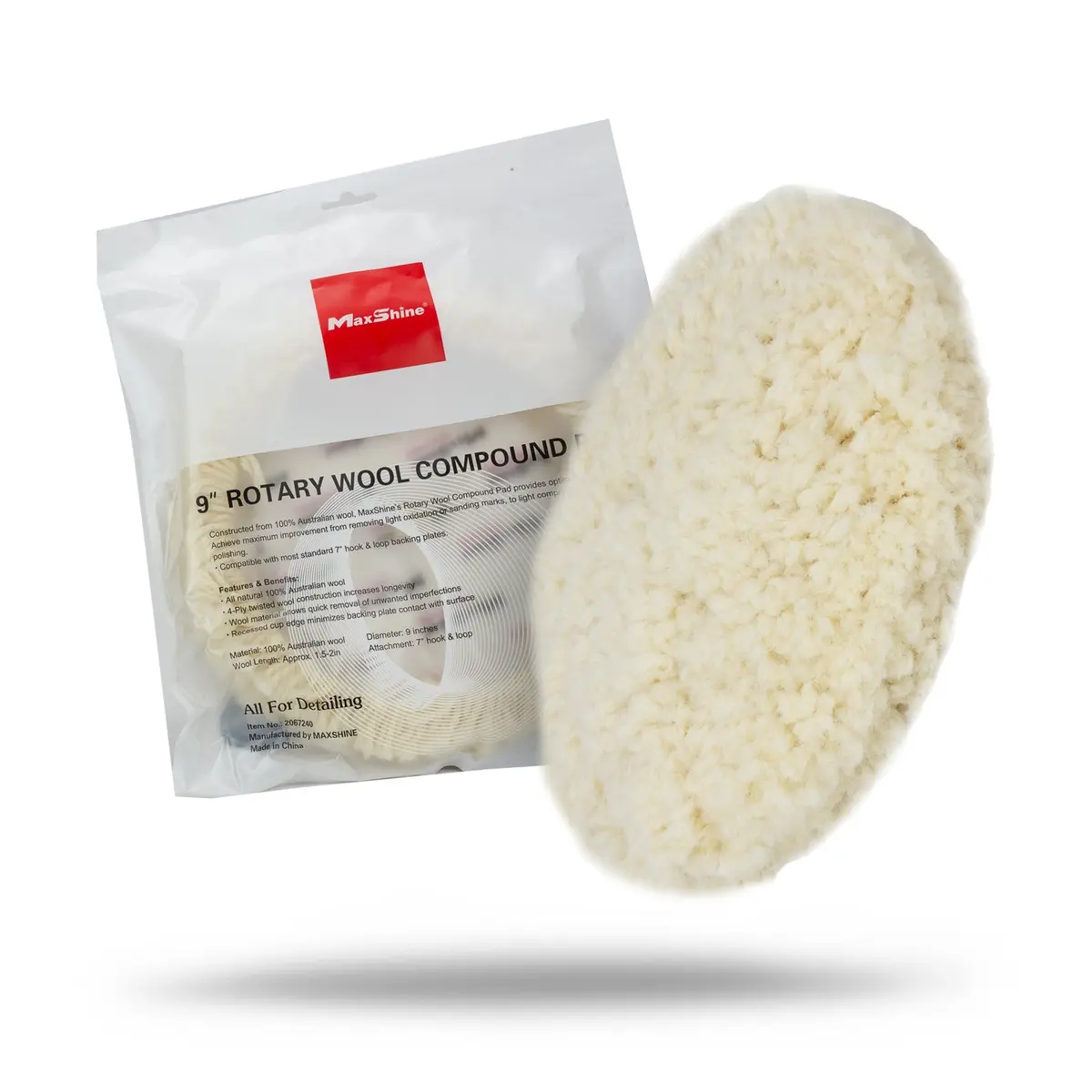 Rotary Wool Buffing Pads - 9In 1