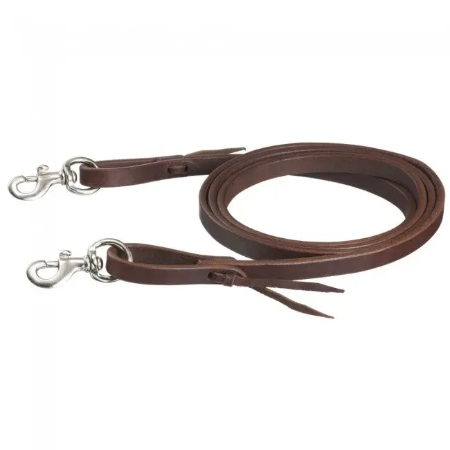 Tough1 Premium Harness Leather Roping Reins With Waterloop Snap Ends 1