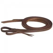 Tough1® Doubled & Stitched Harness Leather Split Reins With Waterloop Tie Ends 1