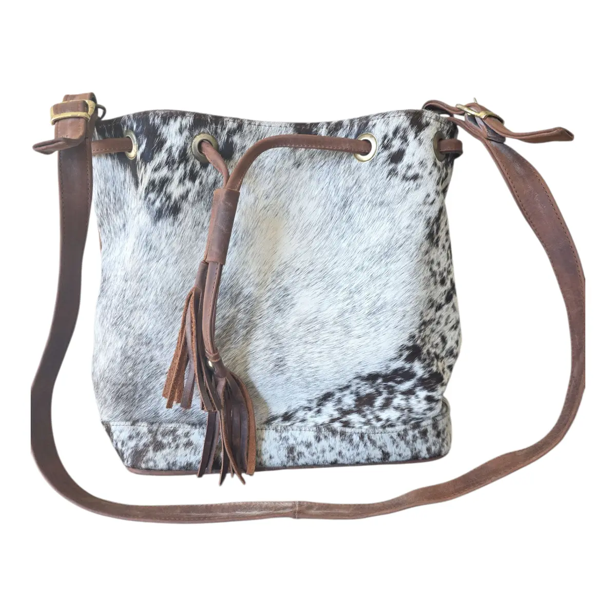 Brown/White Cowhair Handbag - Prelove 1