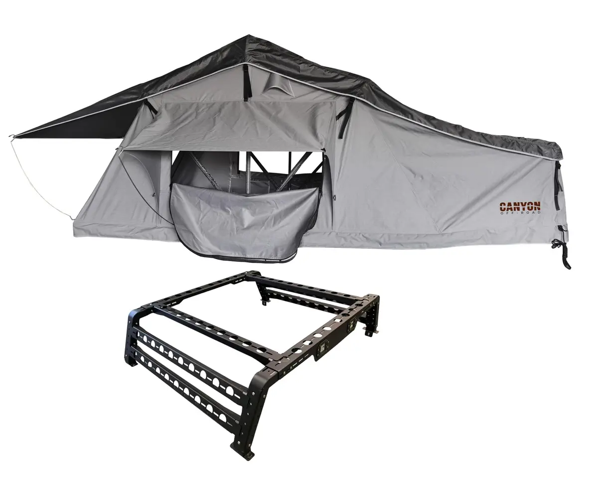 Rooftop Tent & Tubrack Package - 2 Person Soft Shell Tent (Long Style Tent) 1