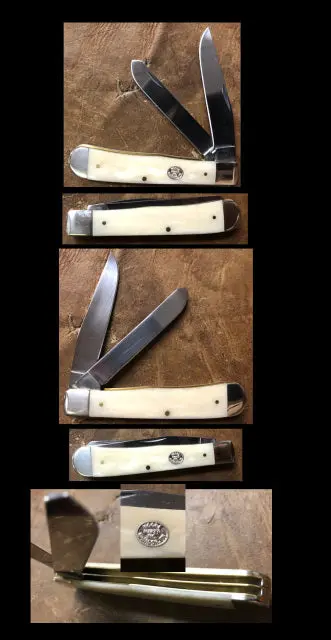 #5202C - White Bone Handled Trapper - 4-1/8" 1