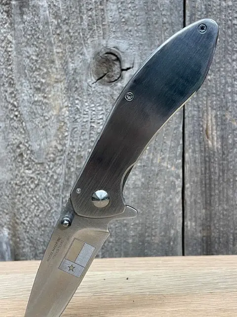 #1108Css - Texas Flag Stainless Steel Easy Open Clip Knife W/ Liner Lock - 4" 1