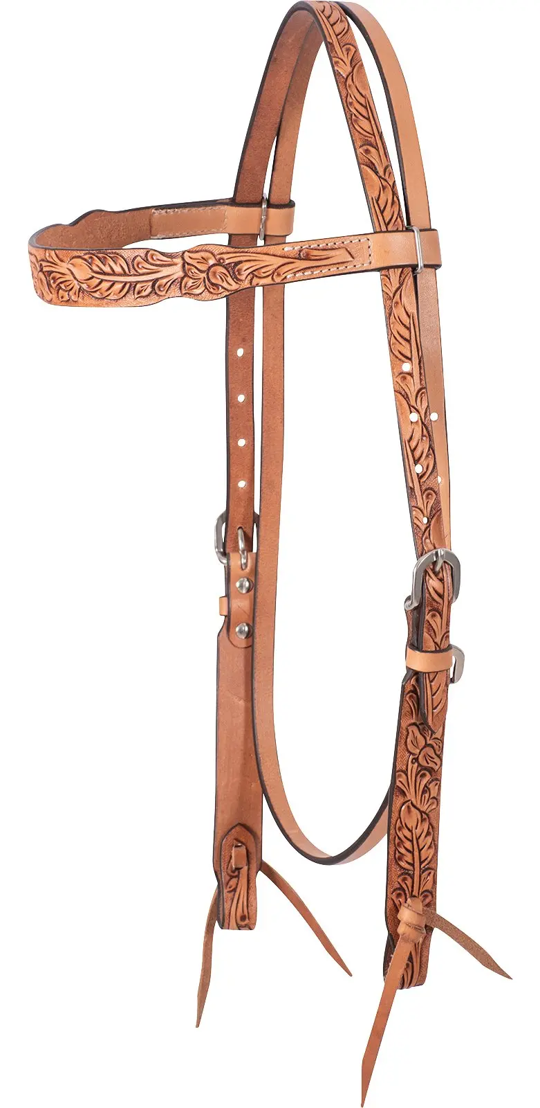 Browband Headstall With Antique Leaf Tooling 1