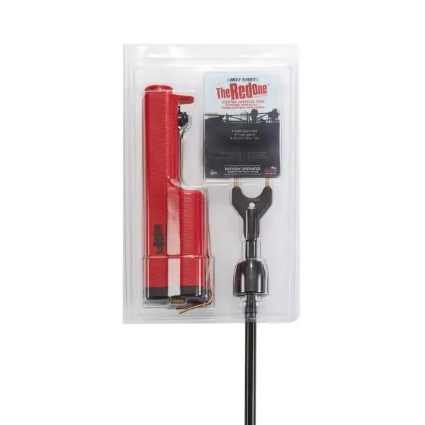 Hot Shot: Sabre-Six® The Red One® Battery Operated Electric Livestock Prod Handle With 32" Flexible Shaft 1