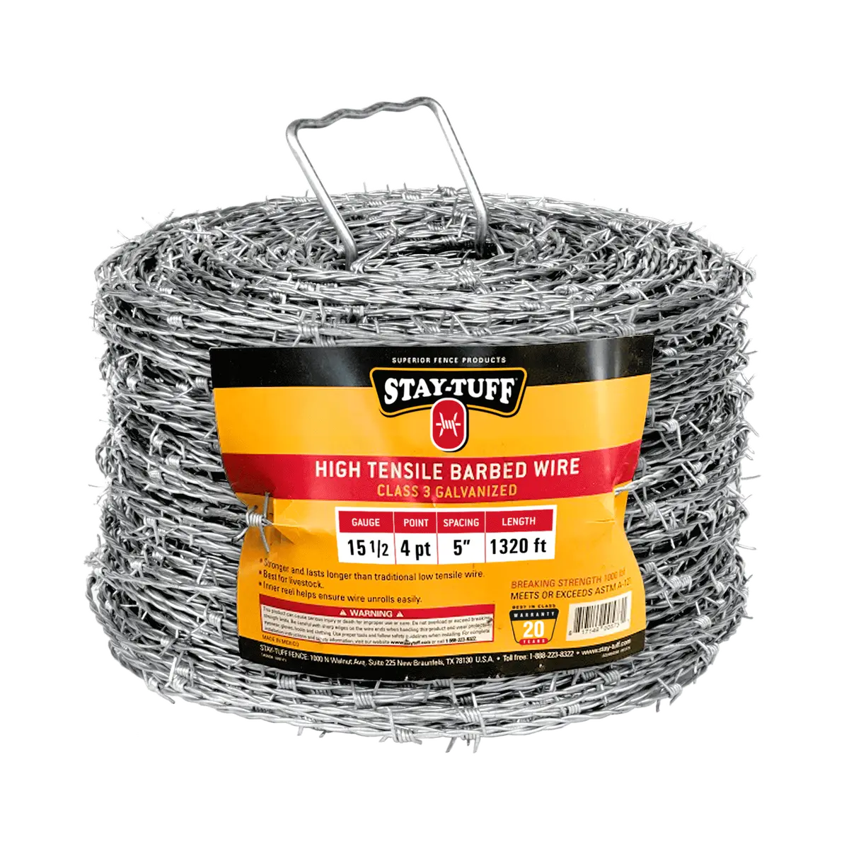 High Tensile Barbed Wire 15.5G, 2Pt, 5" Spacing - 1320 Ft 1
