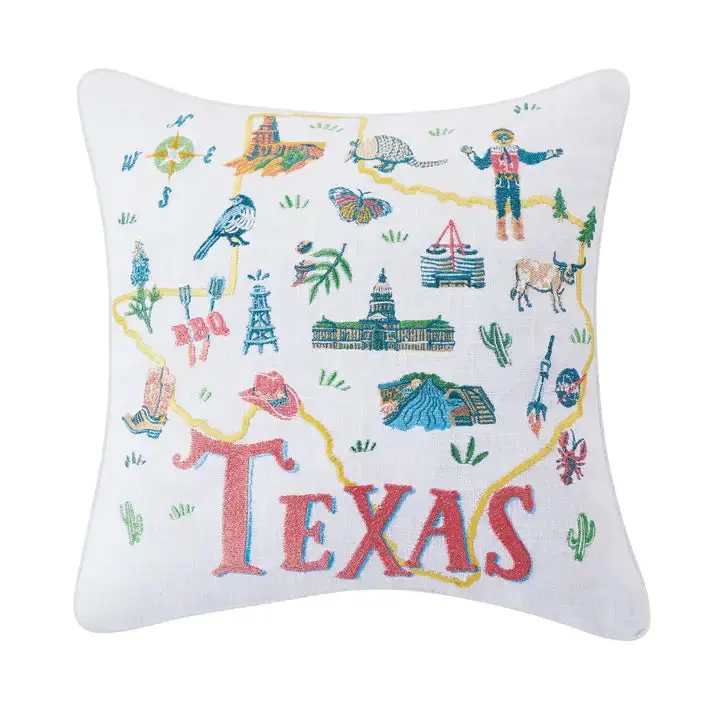 Texas Embroidered Pillow 1