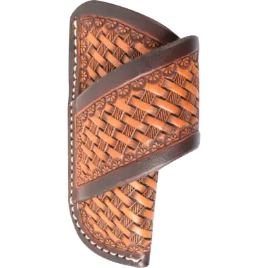 Horizontal Knife Sheath With Dyed Edge And Basket Tooling 1