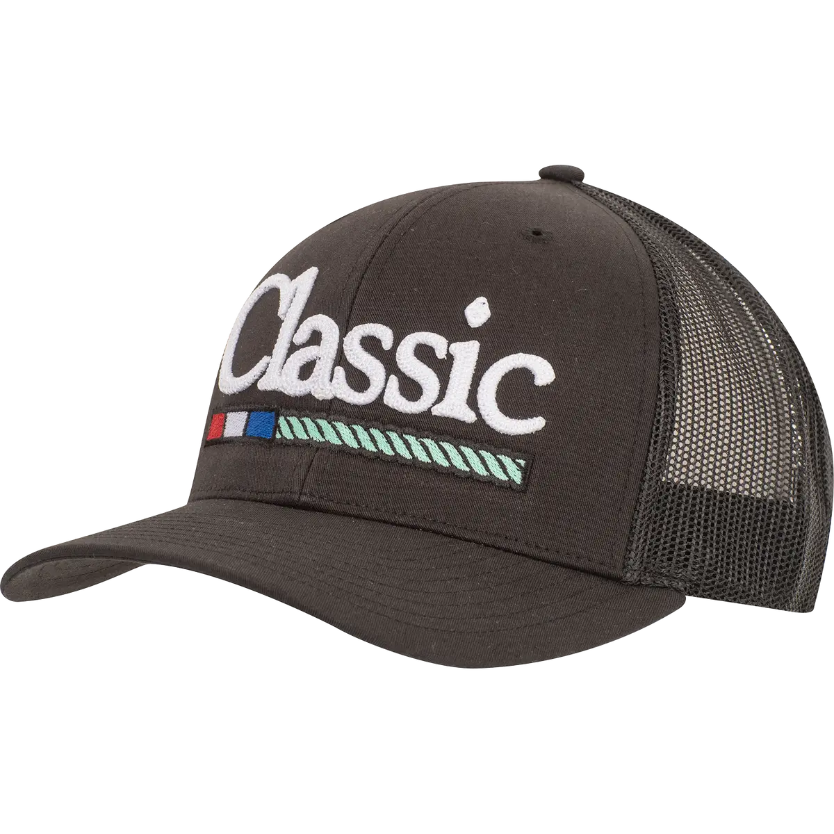 Classic-Trucker Snapback Cap, Chain Stitch Logo - Black 1