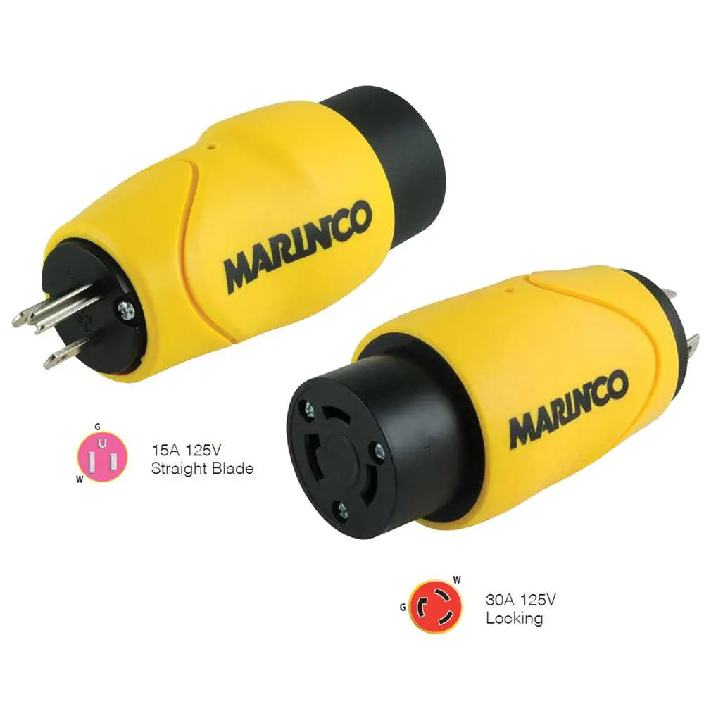 Marinco Straight Adapter 15Amp Straight Male To 30Amp Locking Female Connector [S15-30] 1