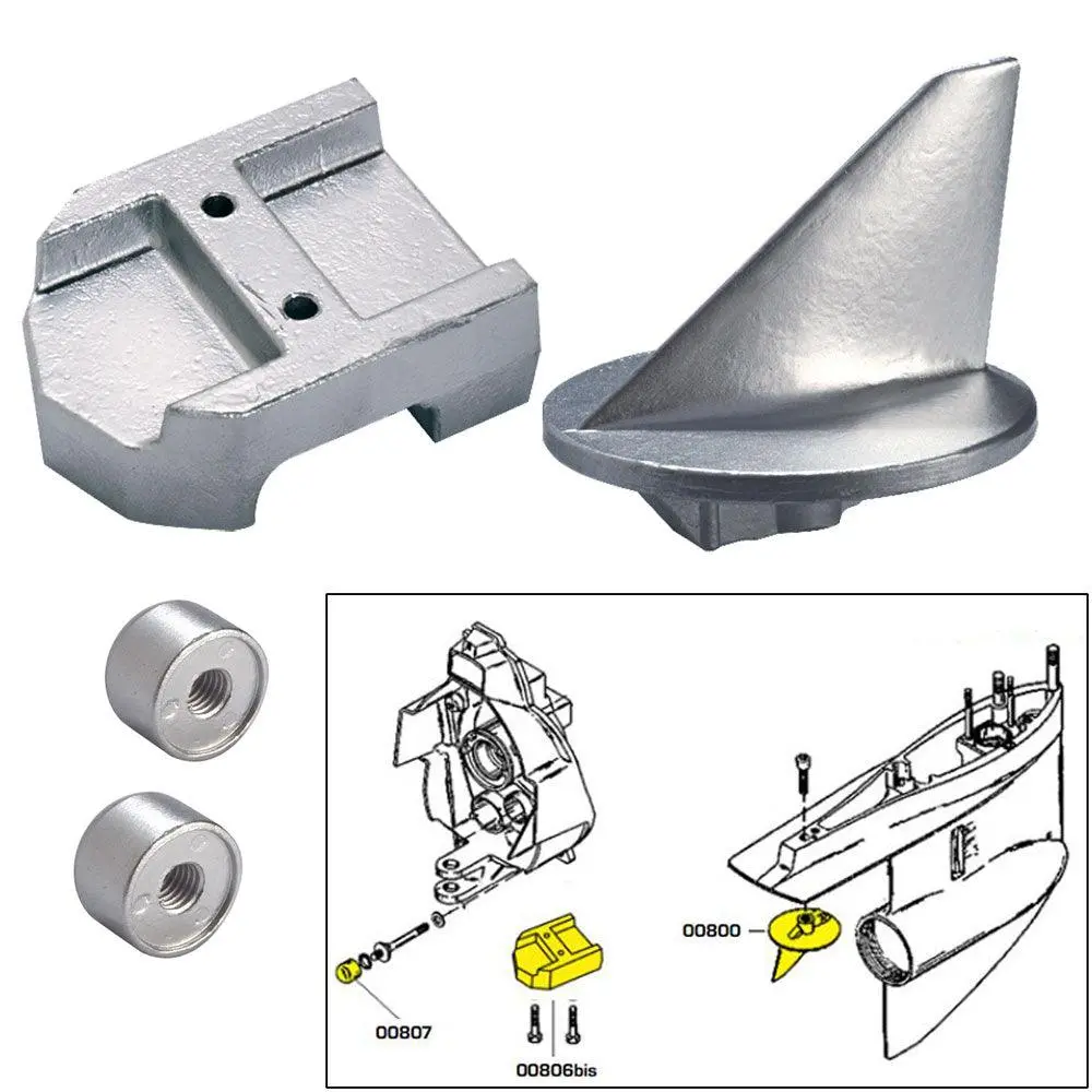 Tecnoseal Anode Kit W/Hardware - Mercury Alpha 1 Gen 1 - Magnesium [20800Mg] 1