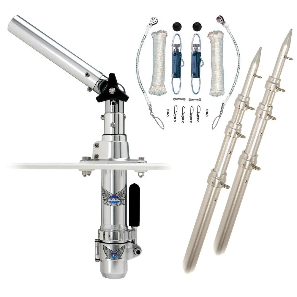 Rupp Classic Top Gun Outrigger Kit W/18' Poles & Complete Single Line Rigging Kit W/Klickers Release Clips [Rad-Tpgn-18T] 1
