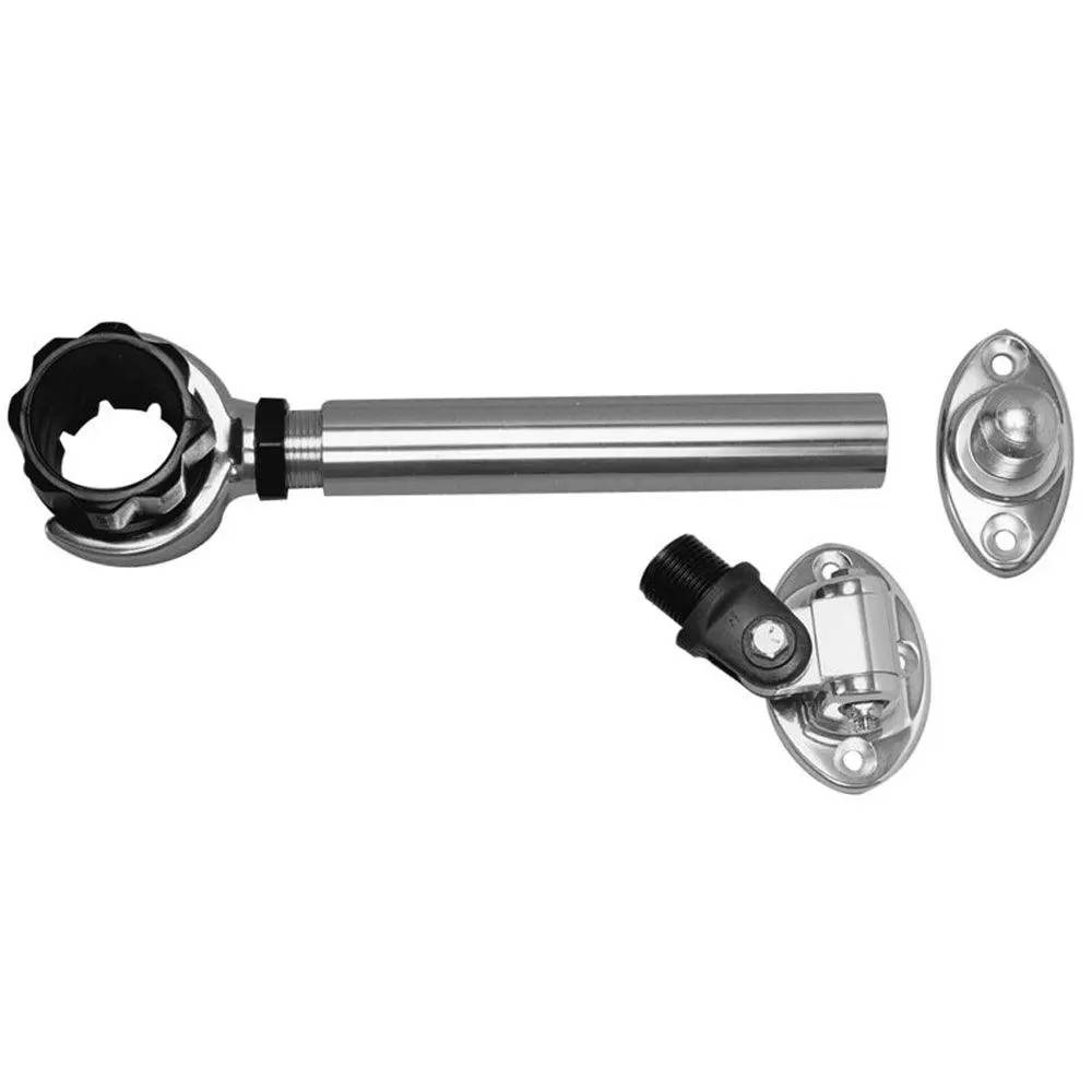 Rupp Threaded Antenna Support W/6" Flat Mount, Oval 4-Way Base & 1.5" Collar [Pak-0006] 1