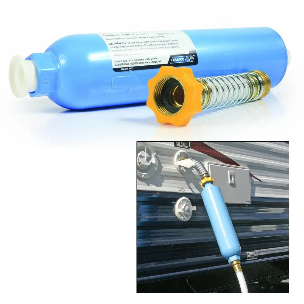 Camco Tastepure Kdf/Carbon Water Filter W/Flexible Hose Protector [40043] 1
