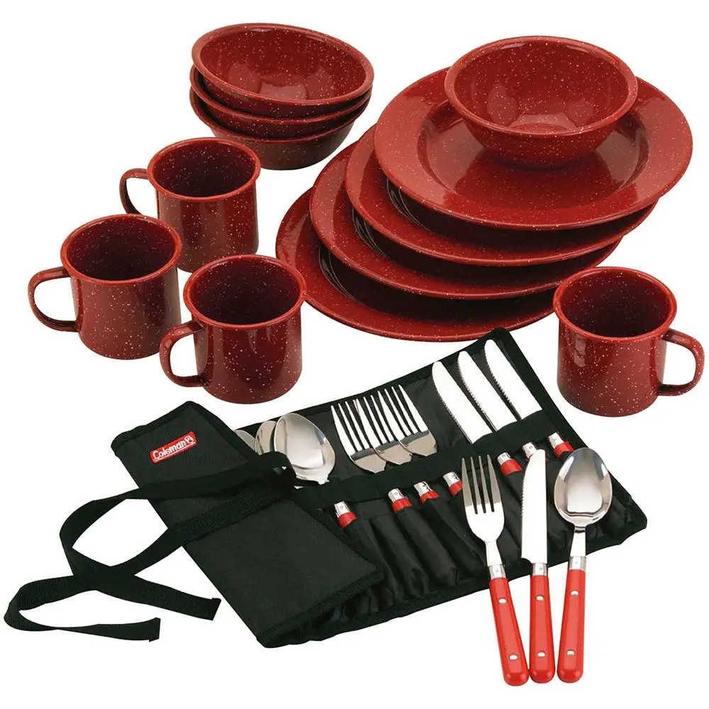 Coleman 24-Piece Speckled Enamelware Cook Set - Red [2000016407] 1