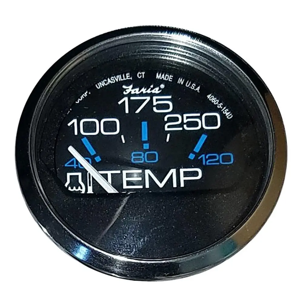 Faria Chesapeake Black 2" Water Temperature Gauge (100-250F) [13704] 1