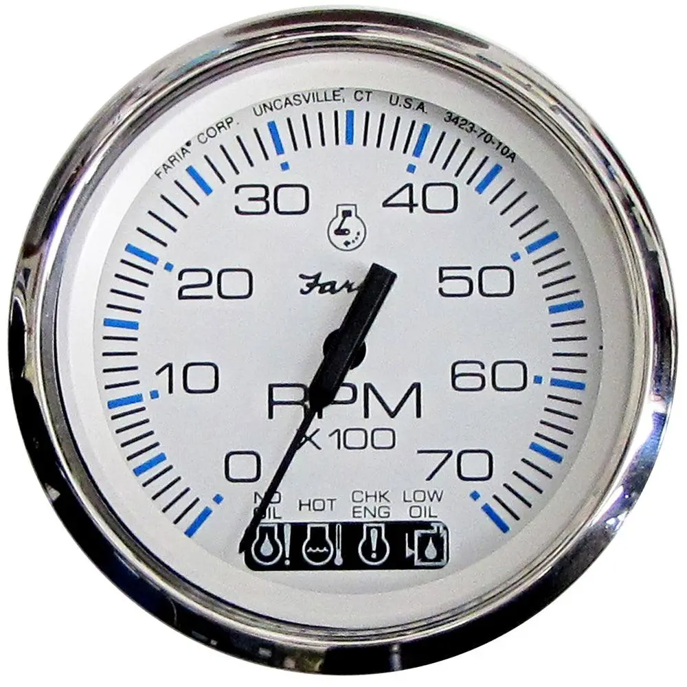 Faria Chesapeake White Ss 4" Tachometer W/Systemcheck Indicator - 7000 Rpm (Gas) (Johnson/Evinrude Outboard) [33850] 1