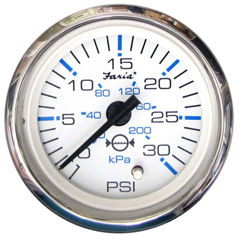 Faria Chesapeake White Ss 2" Water Pressure Gauge (30 Psi) [13812] 1