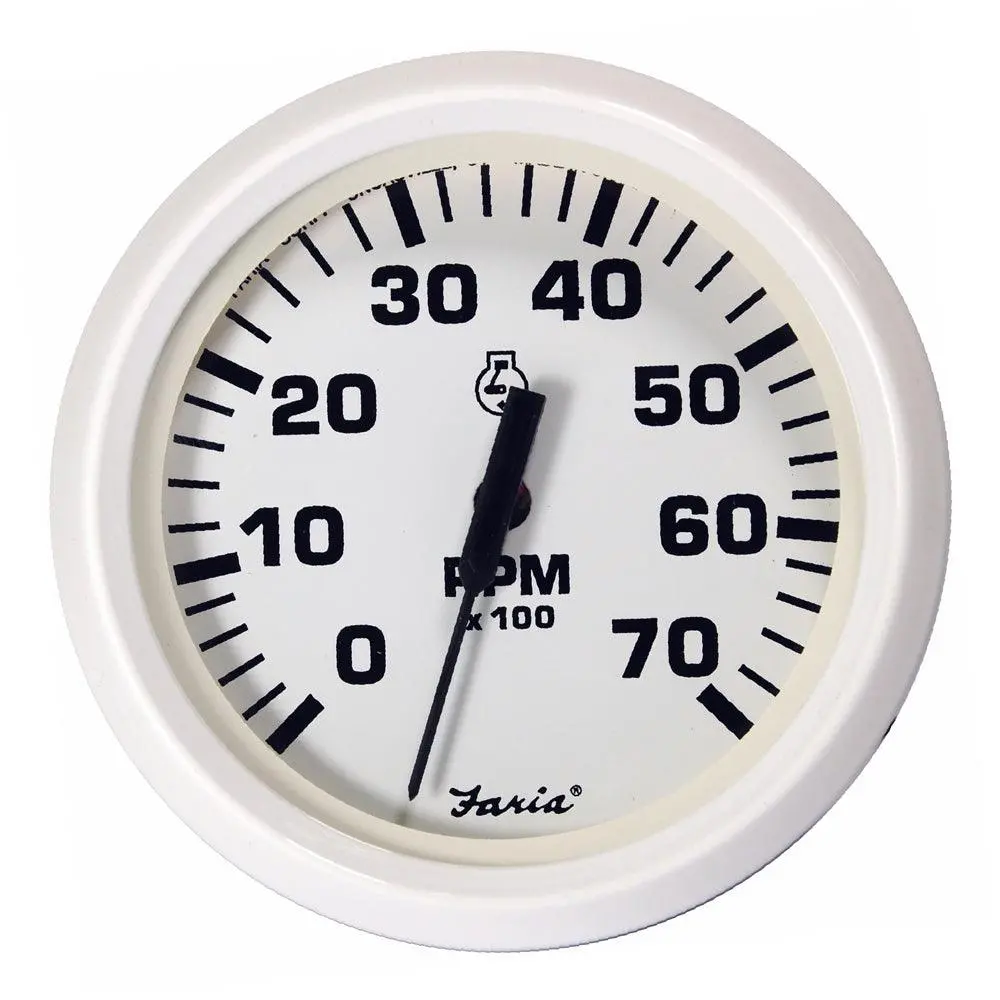 Faria Dress White 4" Tachometer - 7000 Rpm (Gas) (All Outboards) [33104] 1
