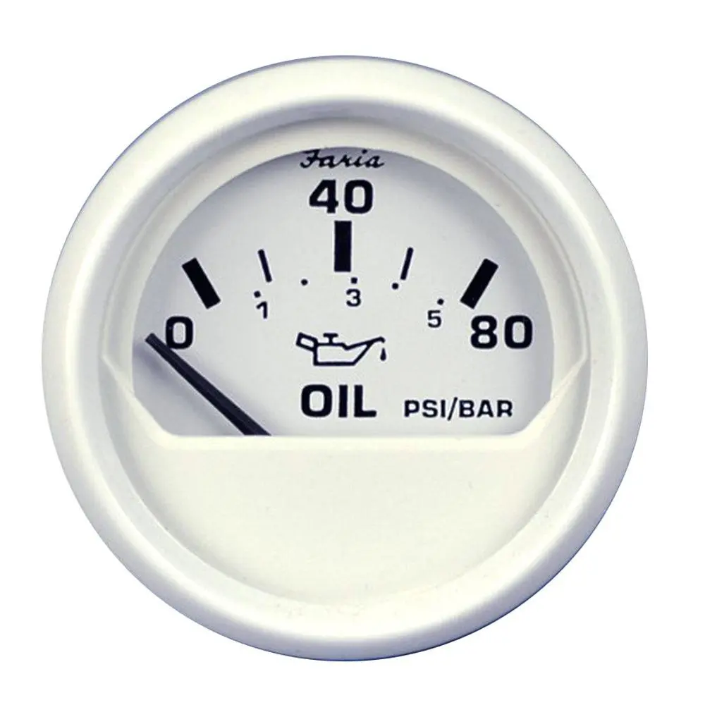 Faria Dress White 2" Oil Pressure Gauge (80 Psi) [13102] 1